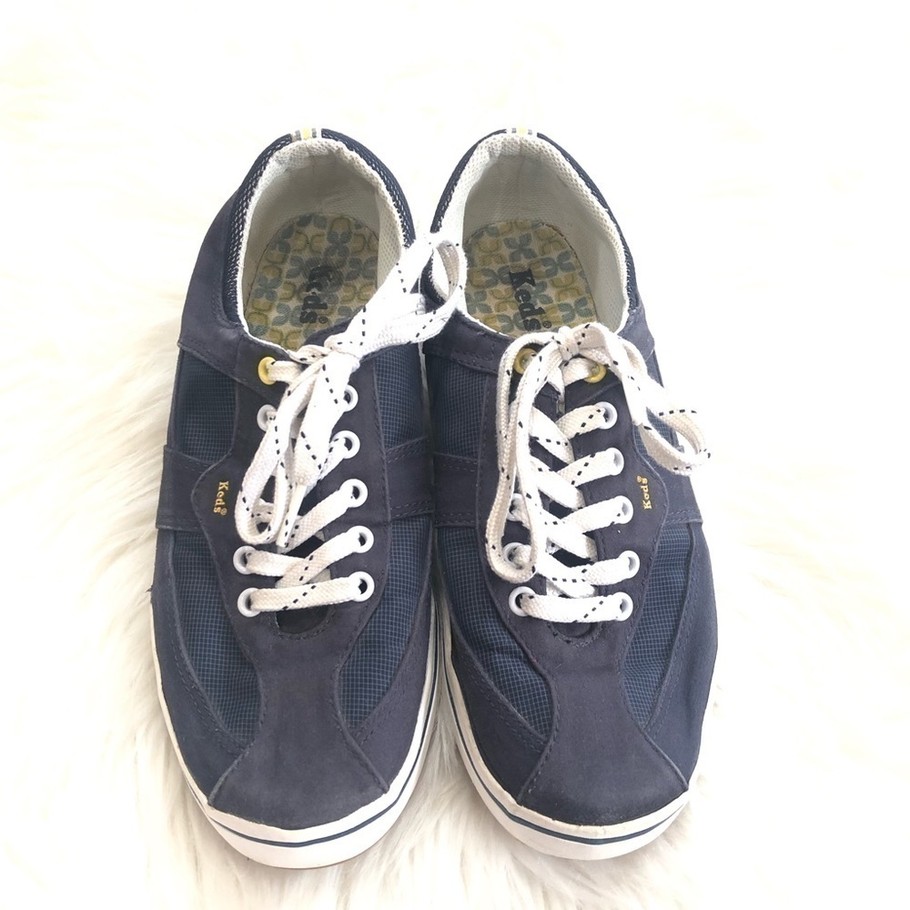 Keds Women Blue Casual Tennis Shoes Lace Up size 8 Retro Preppy Nautical